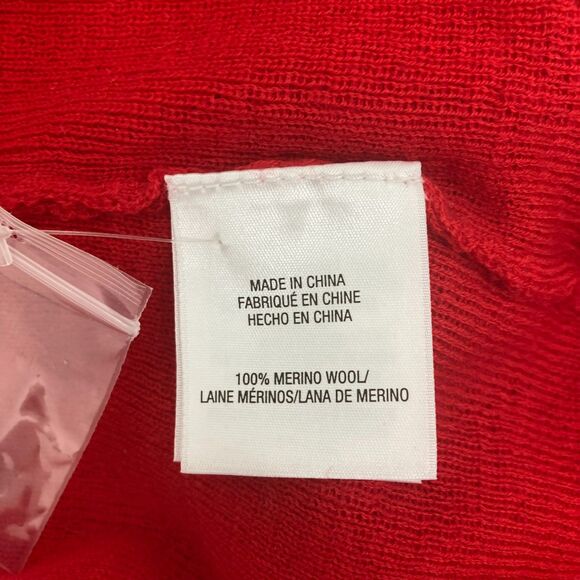 🔥 Merino Wool Henley Sweater M Button Front Red Ribbed Knit Luxury - Picture 13 of 15